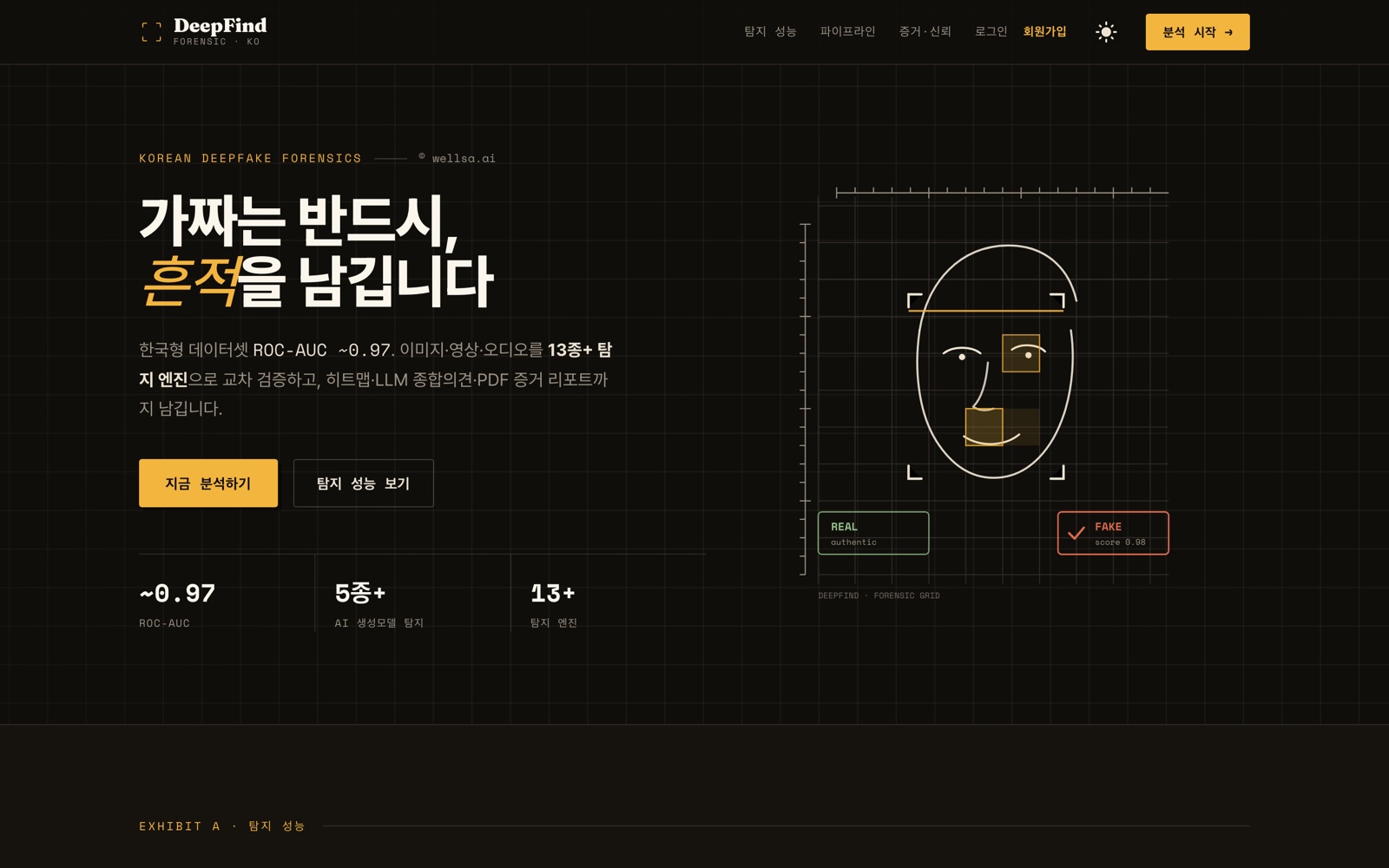 딥파인드 서비스 화면